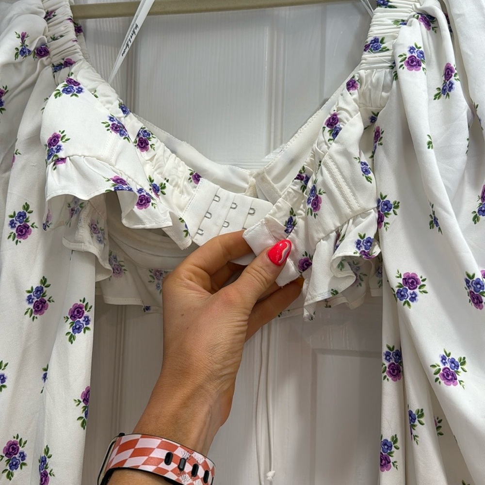 For Love & Lemons Floral White Bra Top with Purple flowers - Picture 4 of 4